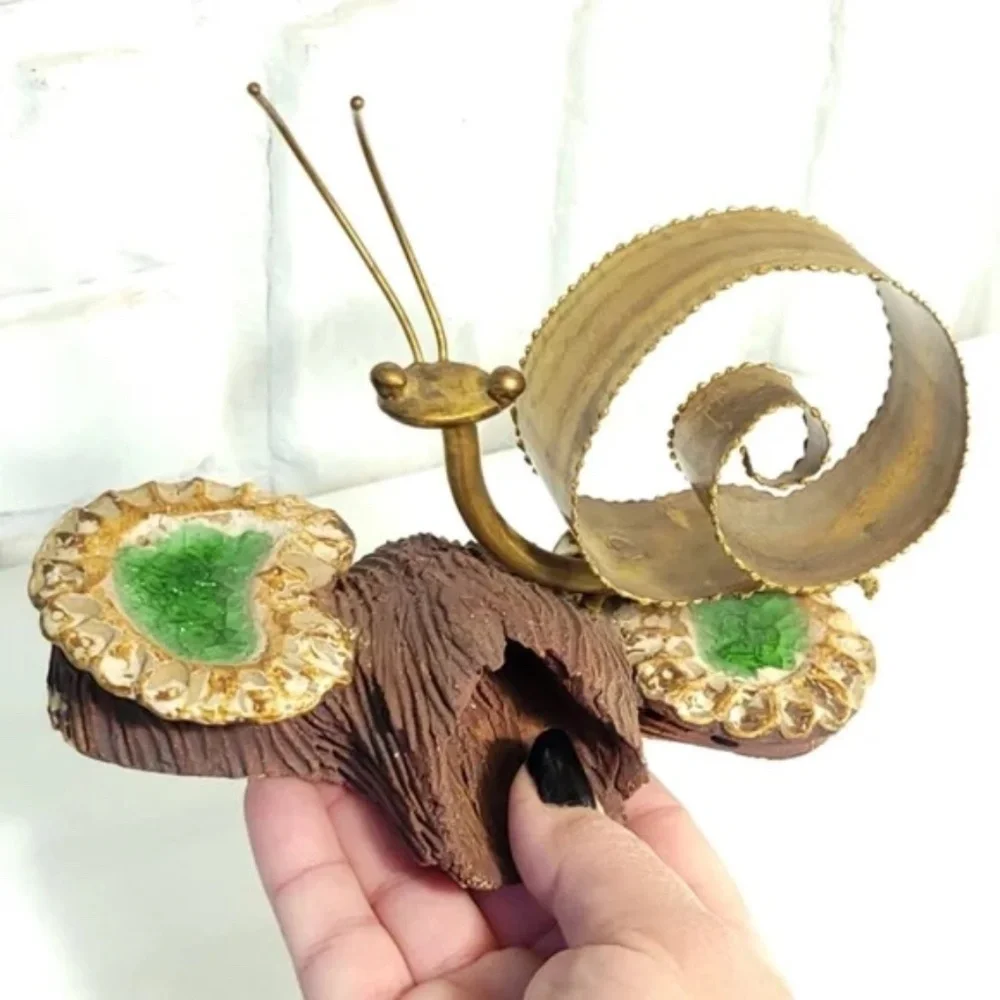 Unique Snail Brass and Clay Sculpture